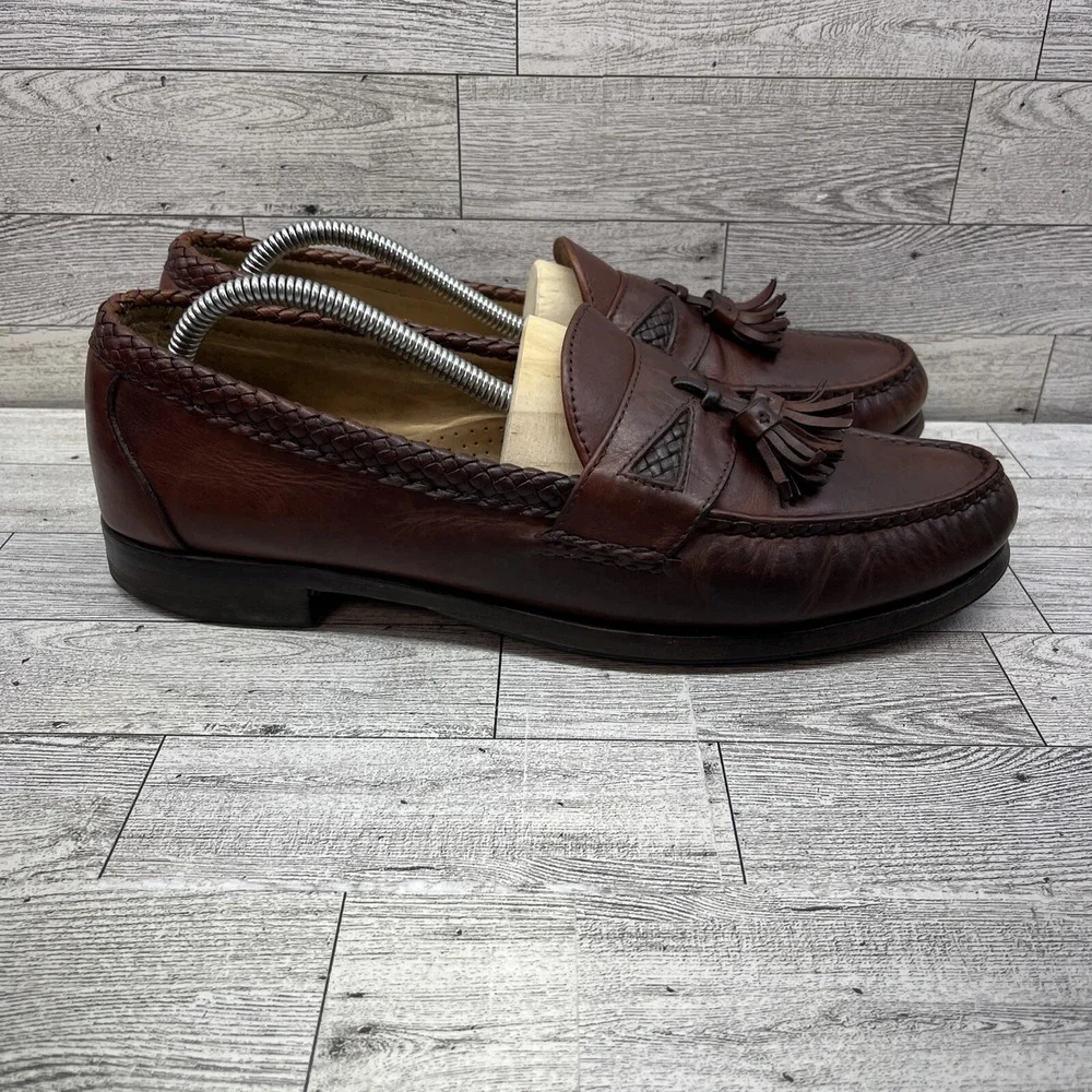 Allen Edmonds Maxfield Brown Leather Tassel Slip On Loafer Shoes Men Size‎ 11B